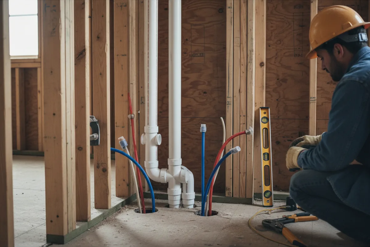 Drain and supply rough-in during Leak Detection in Kanawha